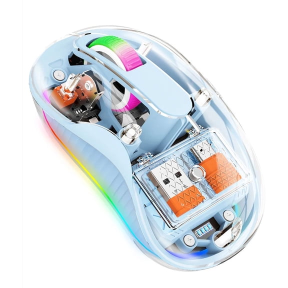New Style Fully Transparent Mouse Bluetooth Wireless Tri-mode Mute Led Lamp Type-c Mice 2400dpi Intelligence Office Gift