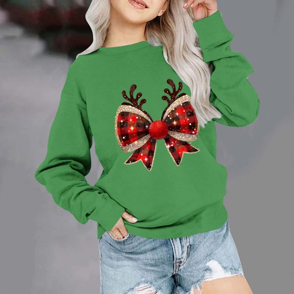New Style Girls Sweatshirts Fashion Long Sleeve Tops Round Neck Print Soft Comfort Blouses for Girls Sweatshirts Pullovers Kids
