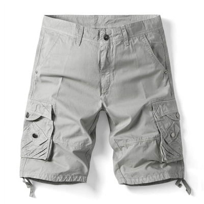 GEO NORWAY Men's Cotton Bermuda Shorts – Light Yellow Cargo Shorts With Belt, Comfort Fit - View #8