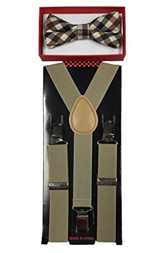 New Style Toddler Kids Boys Girls Child Suspender Bow Tie (Ivory Ivory)