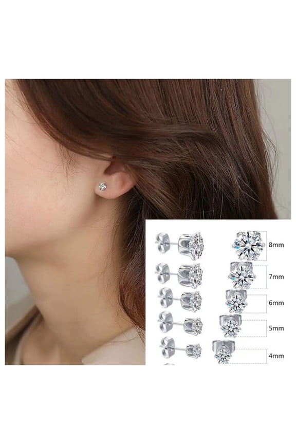 New Style Zircon Diamond Stud Earrings Multiple Sizes