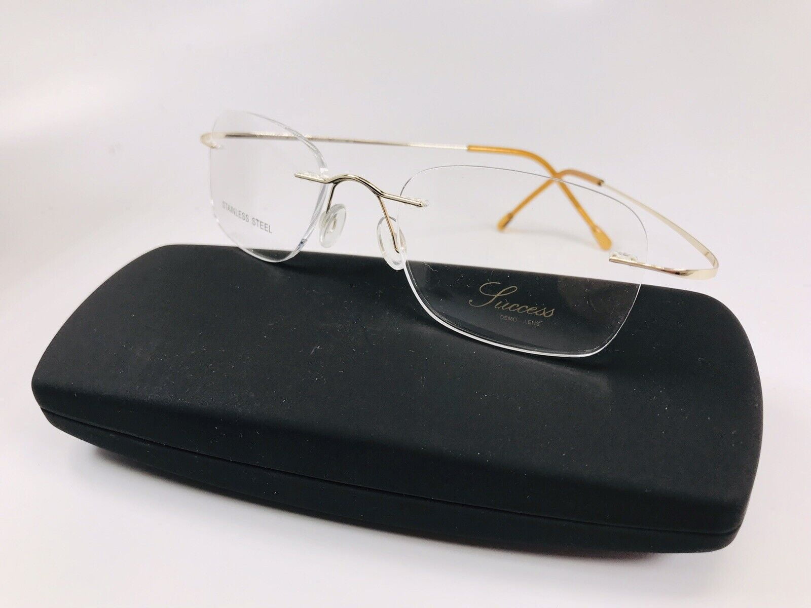 New Success SS 240 Gold Drill Mount & Hingeless Eyeglasses 50mm with