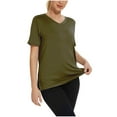 thumbnail image 1 of Hot days, bold styles Olyvenn V Neck T Shirts for Women - Soft Short Sleeve Basic Tees Comfyable Summer Loose Casual Trendy Tops 2025 Army Green XXXL, 1 of 5