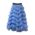 thumbnail image 1 of New Summer Arrivals SMihono Elegant Layered Ruffle Tulle Skirts for Women High Waist Long Stylish Skirt High Elastic Waist A-Line Mesh Tutu Skirt Light Blue 4-8, 1 of 5