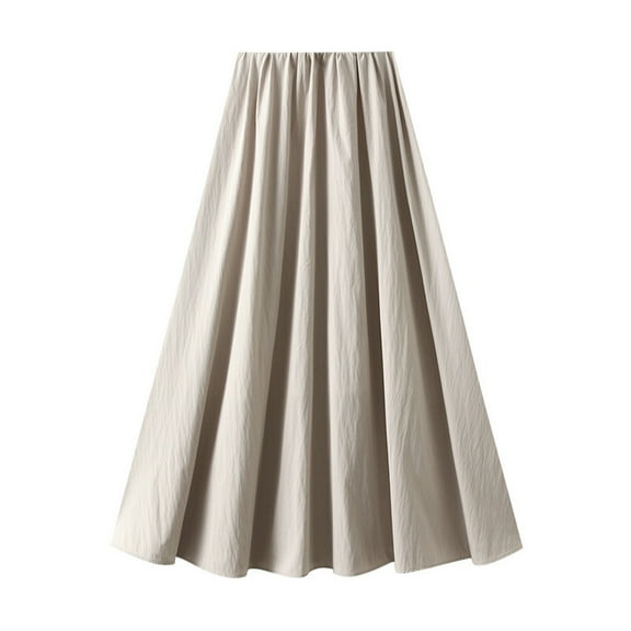 New Summer Arrivals SMihono Women's Long Skirt Elastic High Waisted A Line Midi Skirts Summer Fashion Solid Casual Party Skirts Khaki Free Size