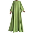 thumbnail image 1 of New Summer Arrivals SMihono Women's Puff Long Sleeve Flowy Maxi Dress, Solid Color Crewneck Ruched Casual Dresses Loose Fit Comfy Trendy Clothes Green L, 1 of 4
