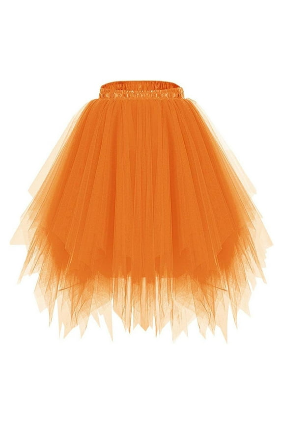 New Summer Arrivals SMihono Women's Tutu Skirt 2025 50s Vintage Ballet Bubble Dance Skirts for Cosplay Party Ballet Tutu Dress Up Tutu Orange Free Size