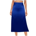 thumbnail image 1 of New Summer Arrivals SMihono Womens Silk Midi Skirts Summer Fashion High Waisted A Line Satin Mermaid Skirt Elegant Slit Work Skirt Blue 8, 1 of 6
