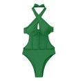 thumbnail image 1 of New Summer Arrivals UTSJKR One Piece Swimsuit, Sexy Cut Out Monokini, Pool Party, Push Up Bathing Suit Glow Rave Outfits Cheeky Sunkini Mesh Green XL, 1 of 7