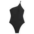 thumbnail image 1 of New Summer Arrivals UTSJKR Women One Shoulder One Piece Swimsuit Tummy Control Bathing Suits Modest Full Coverage Cutout Swimwear Black XL, 1 of 7