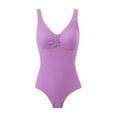 thumbnail image 1 of New Summer Arrivals UTSJKR Women's One Piece Swimsuits Ribbed Textured Swimwear V Neck Push Up Bathing Suit Pool Party Outfits Purple XXL, 1 of 6