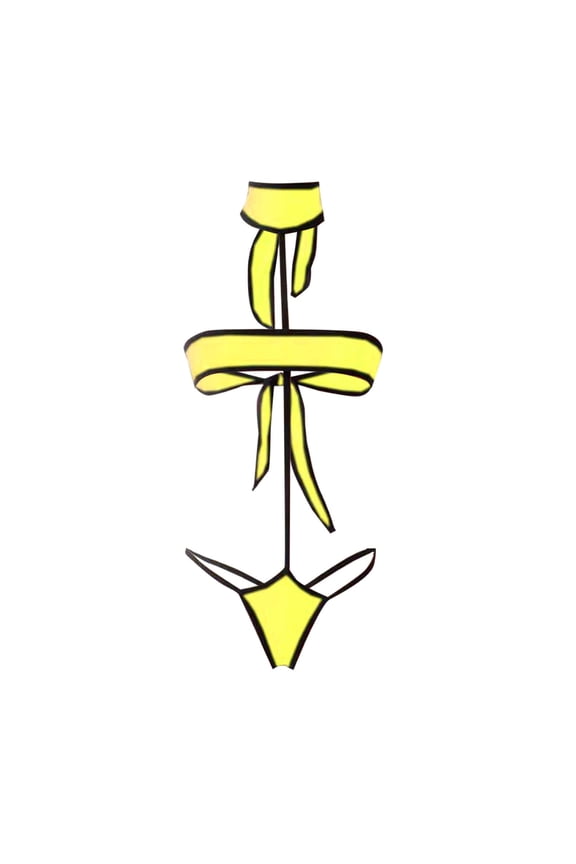 New Summer Arrivals UTSJKR Women's Teardrop Micro Bikini Set Swimsuit 2 Pieces Bra Top and Thongs Sets Mini Bra Top Tie Sides Thong Lingerie Set Yellow Free Size