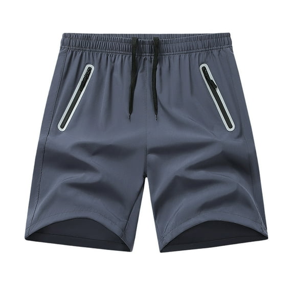 New Summer Arrivals YLSDY Drawstring Mens Summer Casual Shorts Boys Outdoor Running Shorts Quick Dry Lightweight Gym Shorts with Zipper Pockets Gray XL