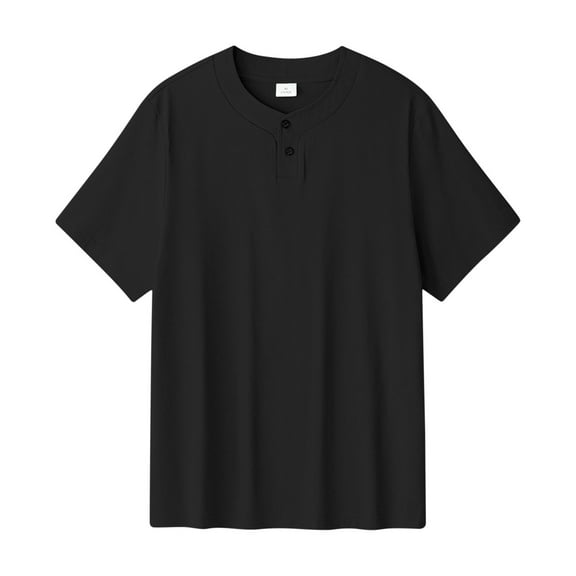 New Summer Arrivals YLSDY Men's Summer Casual Henley Shirts Fashion V Neck Short Sleeve Loose Fit Tops Comfort Breathable Beach Tees Black XXXL