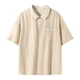 thumbnail image 1 of YLSDY Fashion Mens Button Down Henley Shirts Lightweight Short Sleeve Beach Vacation Tops Loose Fit Vacation Sun Protection Breathable Tshirt Khaki M, 1 of 8
