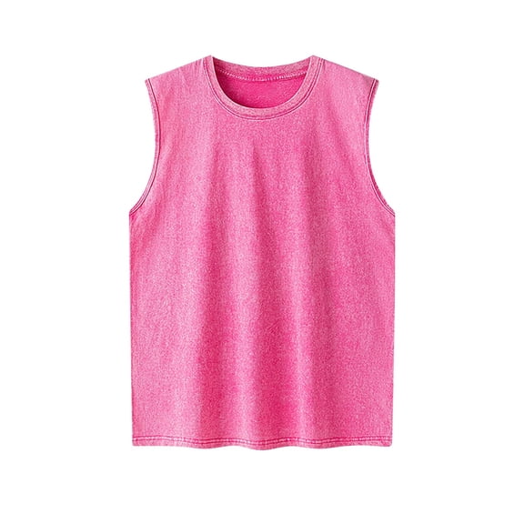 New Summer Arrivals YLSDY Mens Cotton Workout Gym Tank Top Sleeveless Cut Off Muscle Shirts Tshirts Running Beach Loose Fit Tees Solid Color T Shirts Pink XL