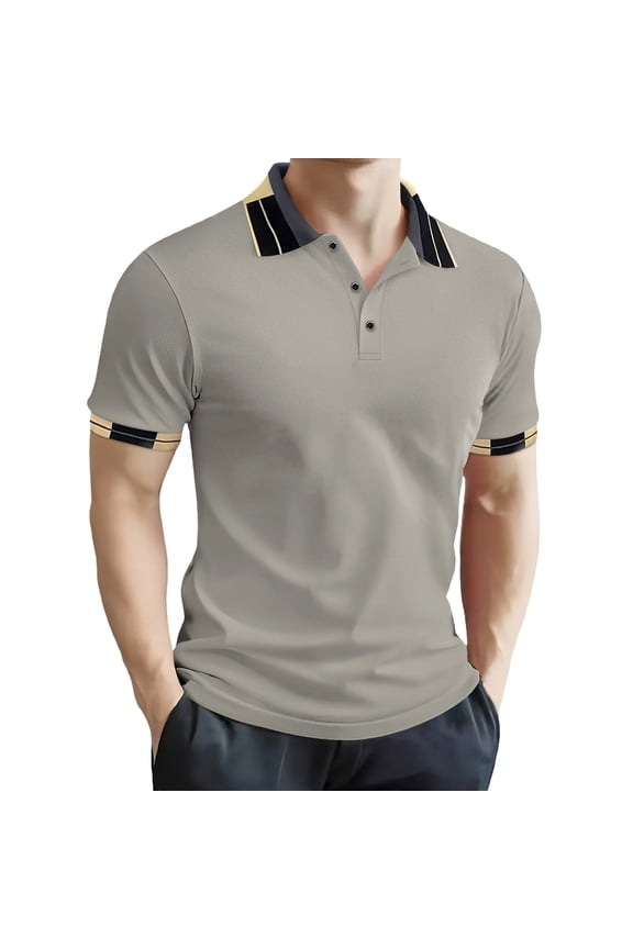 New Summer Arrivals YLSDY Mens Shirts Casual Stylish Button Down Short Sleeve Button Collared Shirt Summer Vacation Shirts Loose Athletic Pullover Tee Khaki S