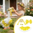 thumbnail image 1 of New! Summer Bikini Porch Goose Outfits, Yellow Polka Dot Hawaiian Porch Goose Clothes Includes Hat Skirt and Tube Top for Outdoor Garden Patio Yard Lawn Statues Costume Decorations, 1 of 9