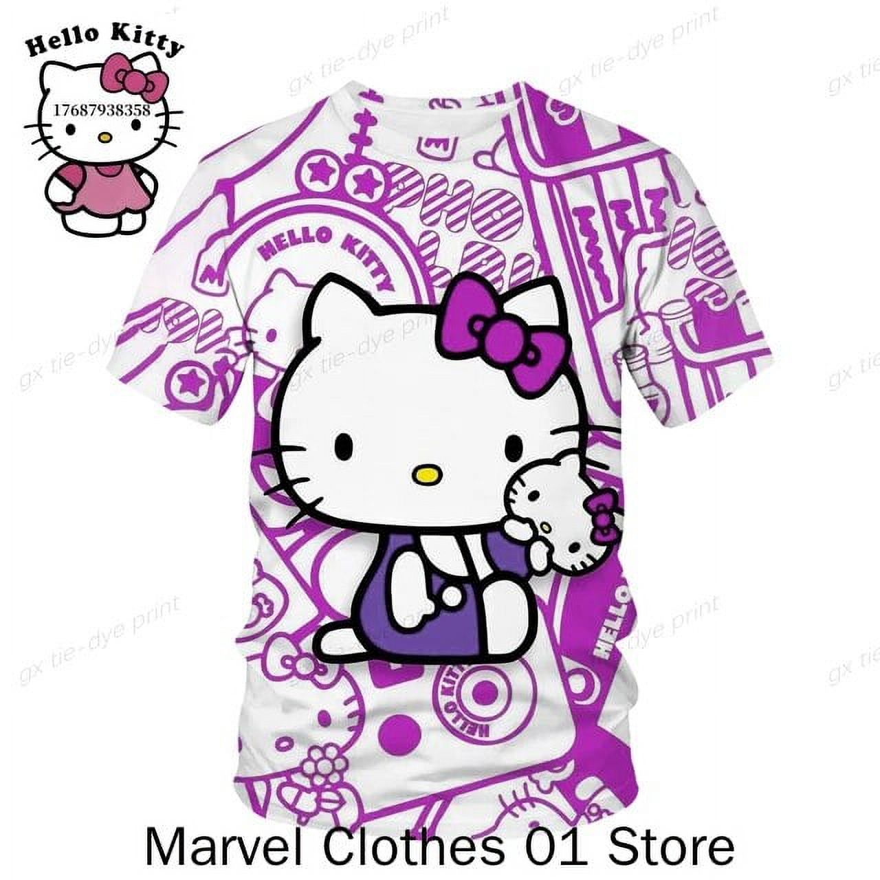 New Summer Cartoon Anime Hello Kitty Tshirt KidsPrinted 3D Tshirt Children Cool Streetwear Cool