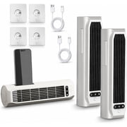 New Summer Cooling Ace Portable Air Conditioner with Phone Holder White*2 | Rapid Cooling Fan with 3 Speeds, Quiet Wall Mounted, USB Charging Standing Lying Hanging Mini Fan for Home Office Bedroom
