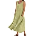 thumbnail image 1 of New Summer Dresses for Womens 2024 Plus Size Fashion Sleeveless Cotton And Linen Round Neck Printed Long Dress, 1 of 9