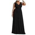 thumbnail image 1 of New Summer Fashion Dresses for Womens 2025 Plus Size Evening Dress Sleeveless Waist V-neck Solid Color Dress, 1 of 6