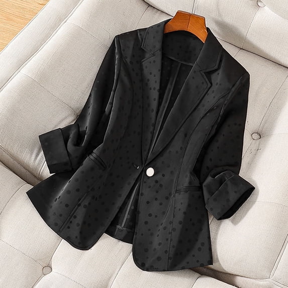New Summer Fashion for All GaThRRgYP 2026 Fall Plus Size Button Blazer for Women,Ladies Solid Color Lapel Button Elegant Suit Jacket Black XXXXL
