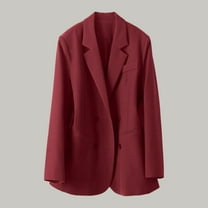 New Summer Fashion for All GaThRRgYP 2025 Fall Plus Size Button Blazer for Women,Ladies Solid Color Long Sleeve Lapel Fake Pocket Suit Jacket Red S