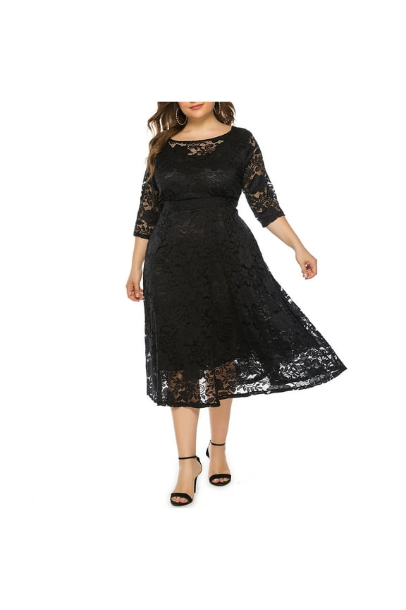 New Summer Fashion,POROPL Short Prom Dresses for Lady Hollow Out Lace Long Dress Evening Dress Party Dress Black Size 14