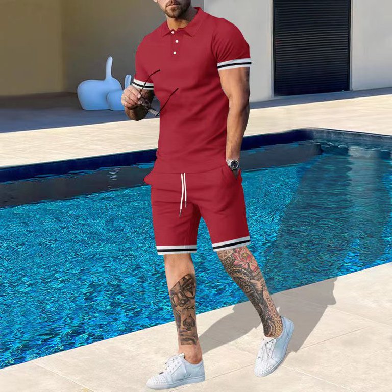 New Summer Fashion Short Sleeve T Shirt Shorts Sets Men Piece
