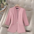 thumbnail image 1 of New Summer Fashion for All GaThRRgYP Winter Coats,Women's Fashion Casual Solid Color Pocket Turndown Collar 3/4 Sleeve Blouse Blazer Pink XXL, 1 of 5