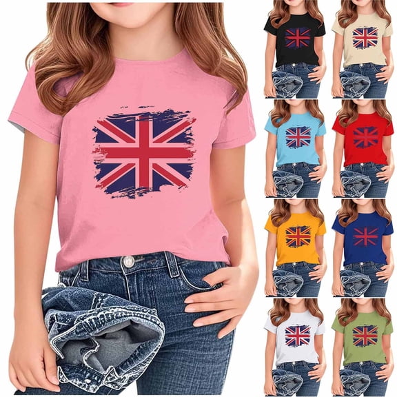 New Summer Graphic Tees Kids Leisure Boys and Girls Short Sleeve Tops Crewneck Print Blouses & Shirts Breathable Unisex Girls Short Sleeve Tops