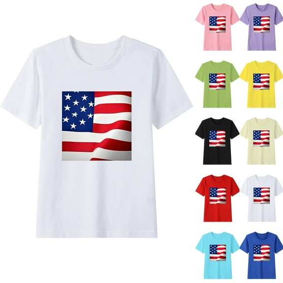 New Summer Graphic Tees Kids Trendy Boys and Girls Short Sleeve Tops Crewneck Print Blouses & Shirts Skin-Friendly Unisex Girls Short Sleeve Tops