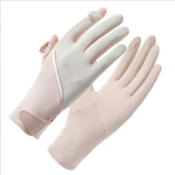 New Summer Ice Silk Sunscreen Gloves, Sports Cycling UV resistant and Anti slip Gloves, Flip up Touchscreen Gloves for Women