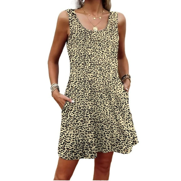 New Summer Large Floral Print Sleeveless Tank Dress