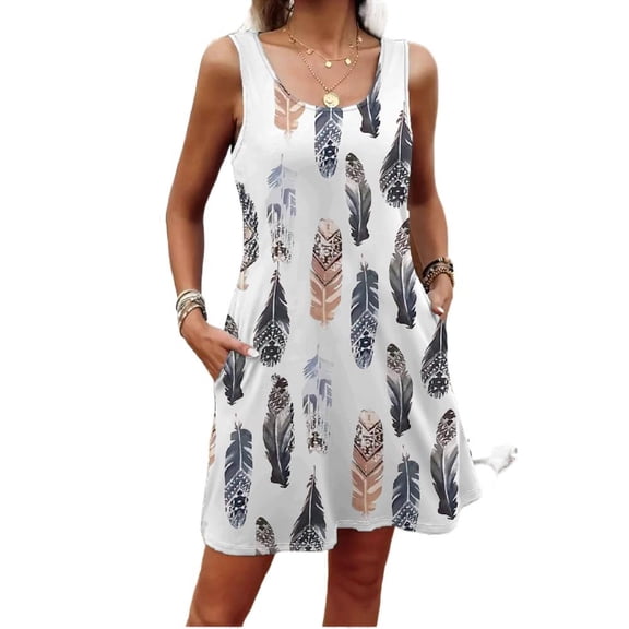 New Summer Large Floral Print Sleeveless Tank Dress