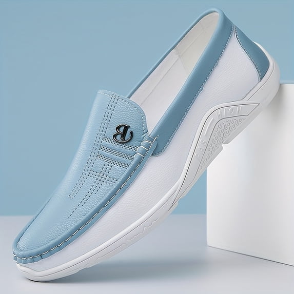 New Summer Men'S Casual Loafers, Slip-On Driving Shoes, White Sneakers