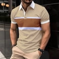thumbnail image 1 of New Summer Men Short Sleeved Polo Shirt Fashion Splice Stripe Printing T-Shirt Men's Breathable Shirt Party Men Clothing Top, 1 of 6