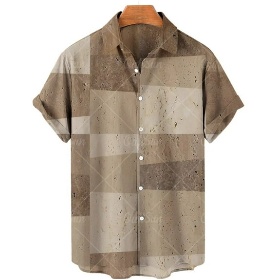 New Summer Men's Casual Striped Shirts Short Sleeve Tops Lapel Harajuku Retro Oversized Simple Style Vintage Clothing