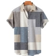 thumbnail image 1 of New Summer Men's Casual Striped Shirts Short Sleeve Tops Lapel Harajuku Retro Oversized Simple Style Vintage Clothing, 1 of 6