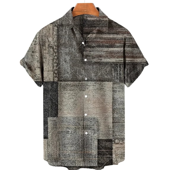 New Summer Men's Casual Striped Shirts Short Sleeve Tops Lapel Harajuku Retro Oversized Simple Style Vintage Clothing