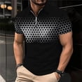 thumbnail image 1 of New Summer Men's Polo Shirt Lapel Striped Short Sleeve Letter Printed Button T-Shirt Polo Fashion Top, 1 of 6