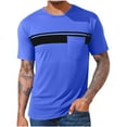 thumbnail image 1 of New Summer Mens Tops Shirts 2025 Plus Size Fashion Cotton T-Shirts Casual Basic Crew Neck Tshirts Short Sleeve Tee Shirts With Pocket Round-Neck Blouses Shirts, 1 of 4