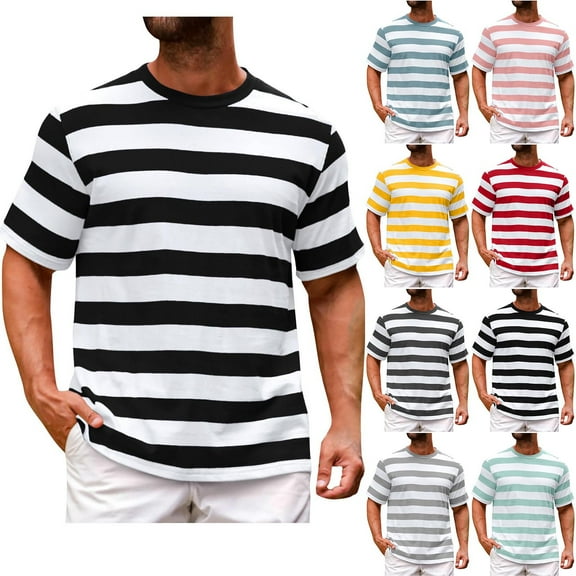 New Summer Mens Tops Shirts 2025 Plus Size Fashion Cotton T-Shirts Casual Basic Crew Neck Tshirts Short Sleeve Tee Shirts With Pocket Round-Neck Blouses Shirts