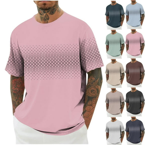New Summer Mens Tops Shirts 2025 Plus Size Fashion Print Round Neck Casual Fashion Short Sleeve Round-Neck Blouses Shirts