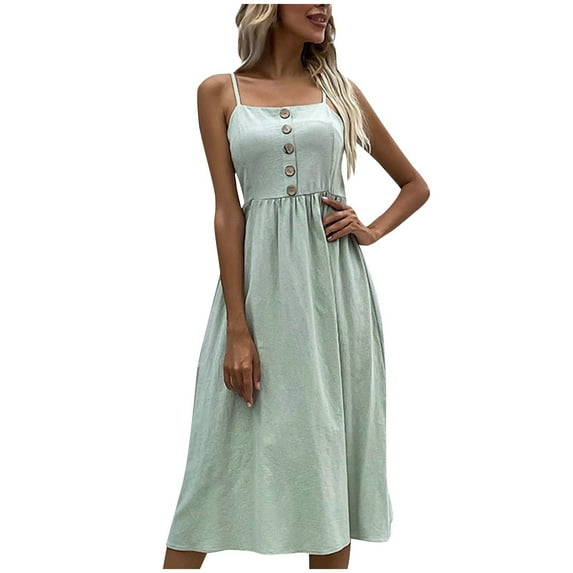 New Summer Plus Size Dresses for Women 2024 Fashion Camisole Dress Slim Solid Color Cotton And Linen Dress