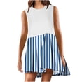 thumbnail image 1 of New Summer Plus Size Dresses for Women 2024 Fashion Casual Loose Solid Patchwork Pleated Sleeveeless Round Dress, 1 of 4