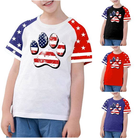 New Summer Short Sleeve Shirts for Boys Cute Boys and Girls Short Sleeve Tops Crewneck Print Blouses & Shirts Comfort Soft Unisex T-Shirts for Girls