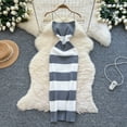 thumbnail image 1 of New Summer Stripe Elastic Bodycon Strap Dress Sexy Blackless Beach Sundress Women Casual Slim Pencil Vestidos Maxi Long Dress, 1 of 9