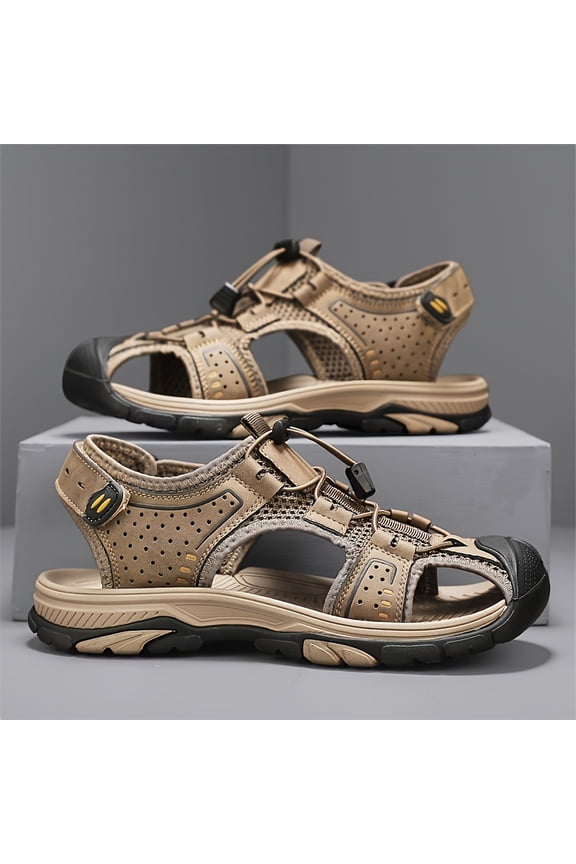 New Summer Vintage High-Quality Fashionable Versatile Stream Wading Casual Sandals, Anti-Slip, Wear-Resistant, Closed-Toe, Breathable, Dynamic Beach Sandals for Men, Outdoor Hiking Sandals